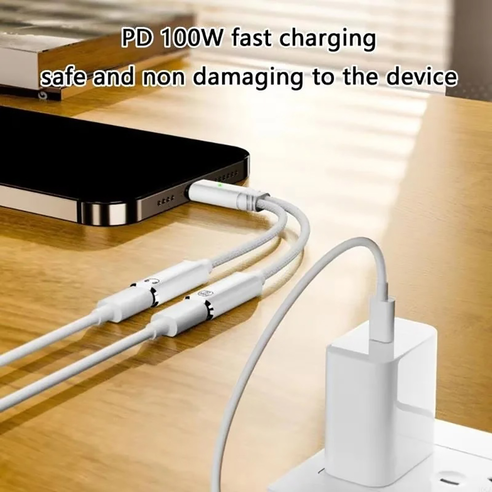 محول USB C 2 في 1 لسماعات الرأ - مراجعة Earphone Splitter Jack وسعره